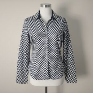 Talbots Black and White Print Blouse